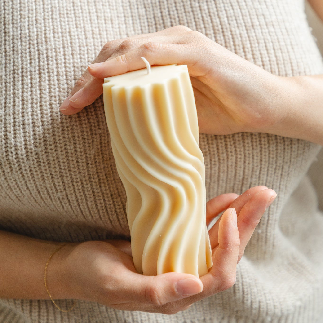 Roxy Wavy Pillar Candle Large